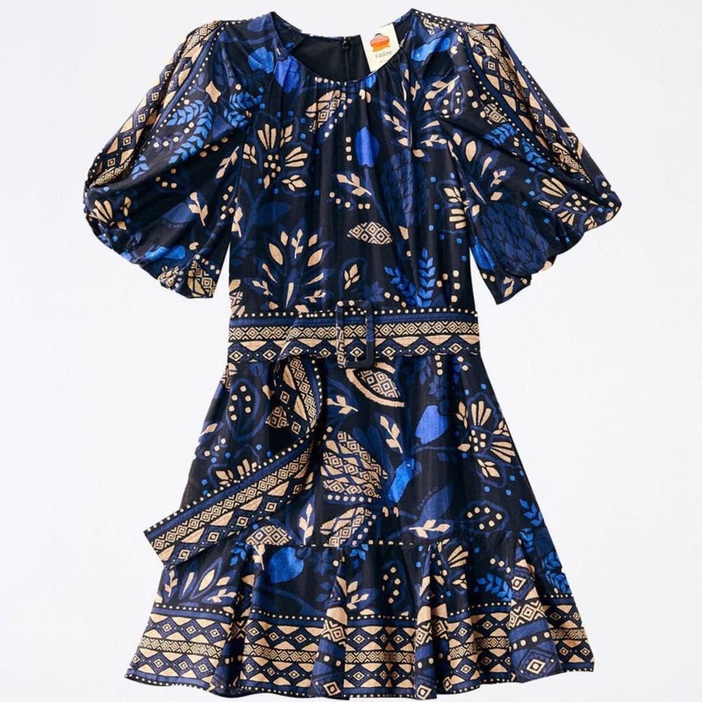 FARM Rio Black Macaw Forest Mini Dress